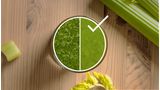 Illustraties met cirkels waarin superieure VitaPower-resultaten (rechts) worden vergeleken met resultaten van conventionele blenders (links) voor smoothies.