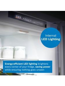 Fridge freezer showing internal led lighting