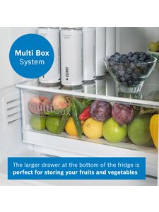 Open fridge freezer showing multibox function