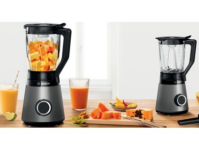 Line up of the four BOSCH blenders on a kitchen worktop.