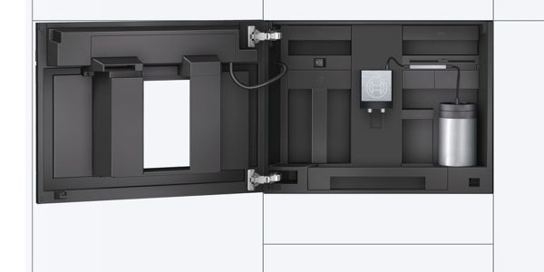 Bosch French door refrigerator with stainless steel finish in a modern kitchen 