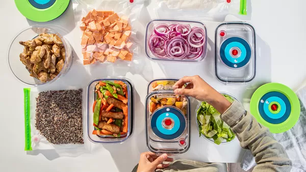 Vegetables in freezer containers
