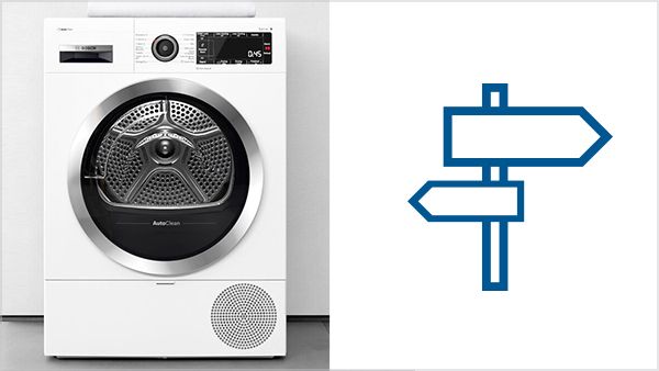 Bosch dryer and a signpost showing the Dryer Finder