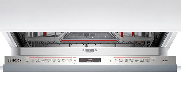 Close-up of the different programmes of a dishwasher.
