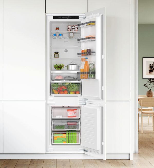 Built in open fridge freezer